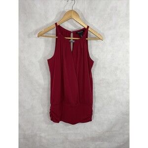 White House Black Market Keyhole Stretch Blouse Top Burgundy Size S